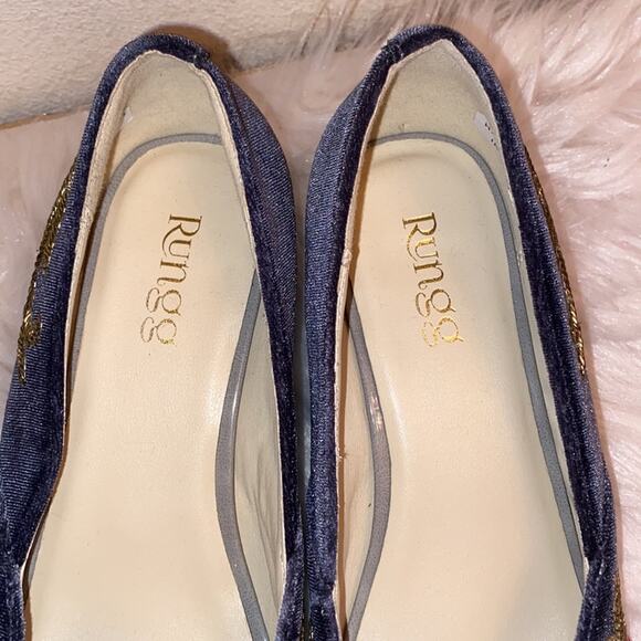 Rungg Gold Bloom handmade in India Velvet embellished shoes size 39/ US 8- 8.5 - Picture 5 of 12